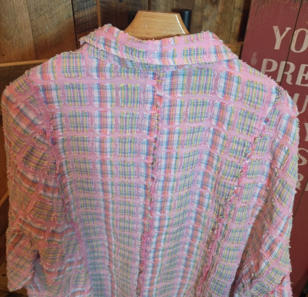 183p Oli & Hali Pink Plaid Button-Front Top - Picture 9 of 12